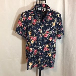 Lemon Grass floral short sleeve shirt  ~   Sz. M